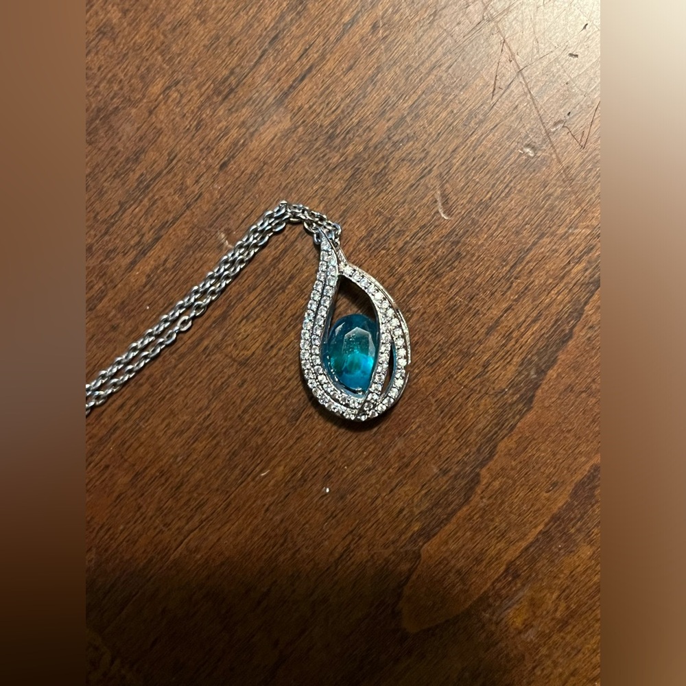 Bright Blue Stone Necklace (Topaz?)